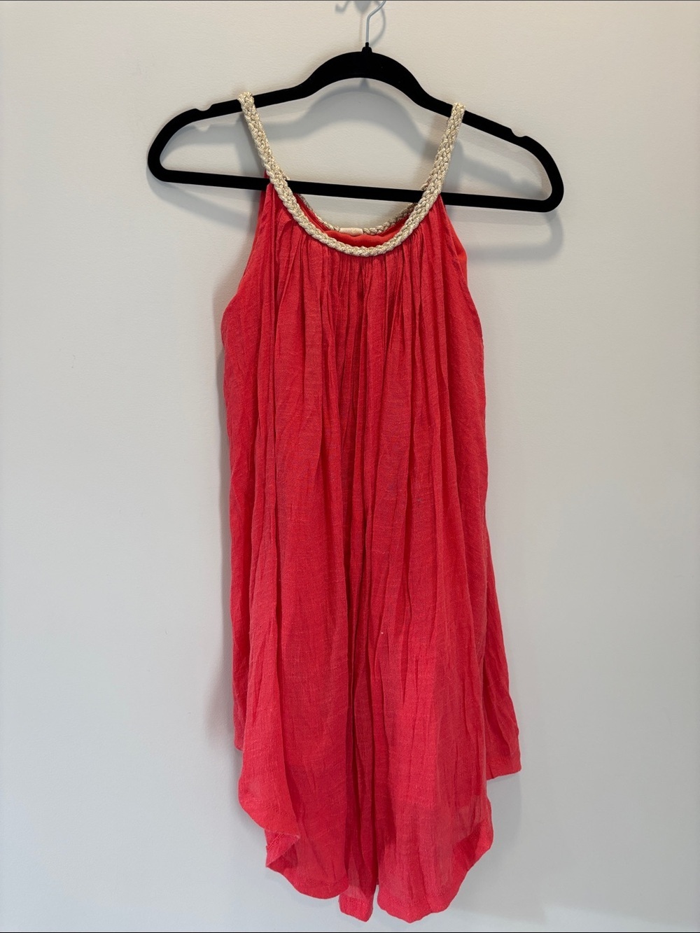 Nouveau Monde Coral Gauze Braided Metallic Strap Swing Tank Top Medium